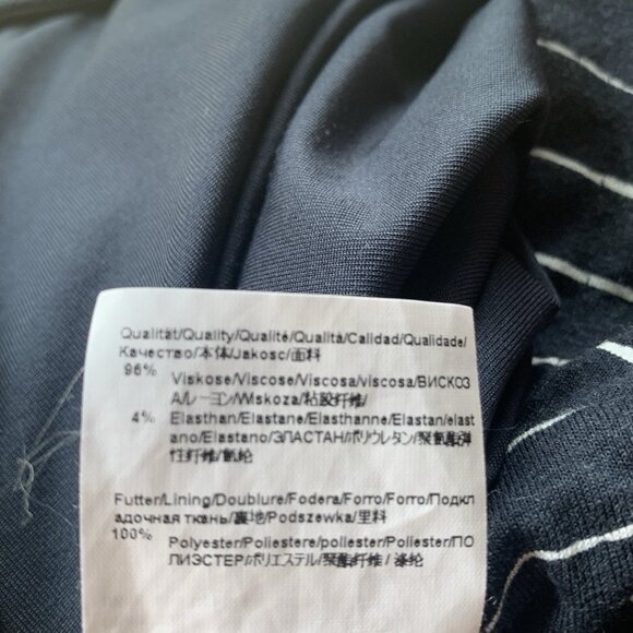 Boss Hugo Boss Dress XS Striped Navy Blue Coastal Asymmetric Midi Lined Stretch - Picture 13 of 14